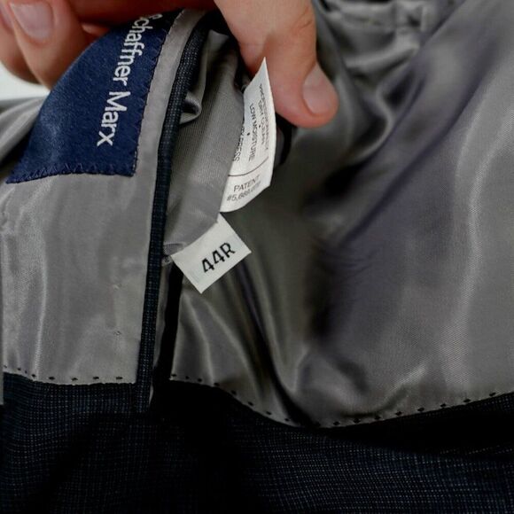 Hart Schaffner Marx 42R Wool Gray Check Suit 39/31 2 Piece 2 Button High Rise Pl - Picture 14 of 16